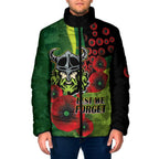 Canberra Raiders ANZAC Personalised Padded Jacket Lest We Forget Poppy Camo