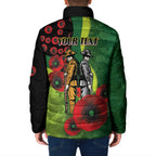 Canberra Raiders ANZAC Personalised Padded Jacket Lest We Forget Poppy Camo