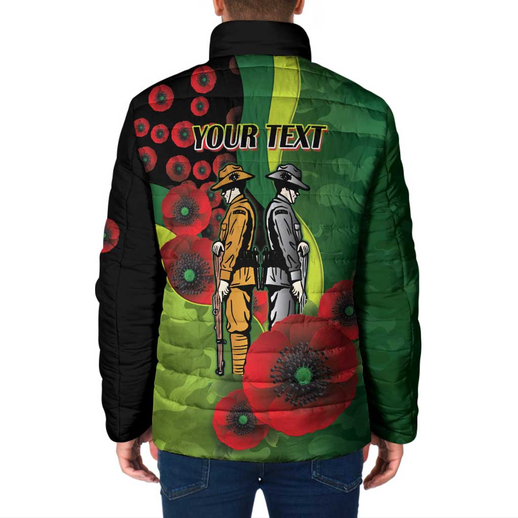 Canberra Raiders ANZAC Personalised Padded Jacket Lest We Forget Poppy Camo