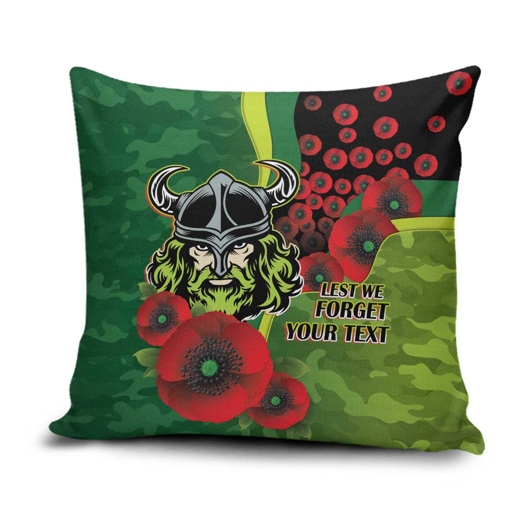 Canberra Raiders ANZAC Personalised Pillow Cover Lest We Forget Poppy Camo