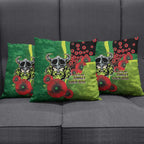 Canberra Raiders ANZAC Personalised Pillow Cover Lest We Forget Poppy Camo