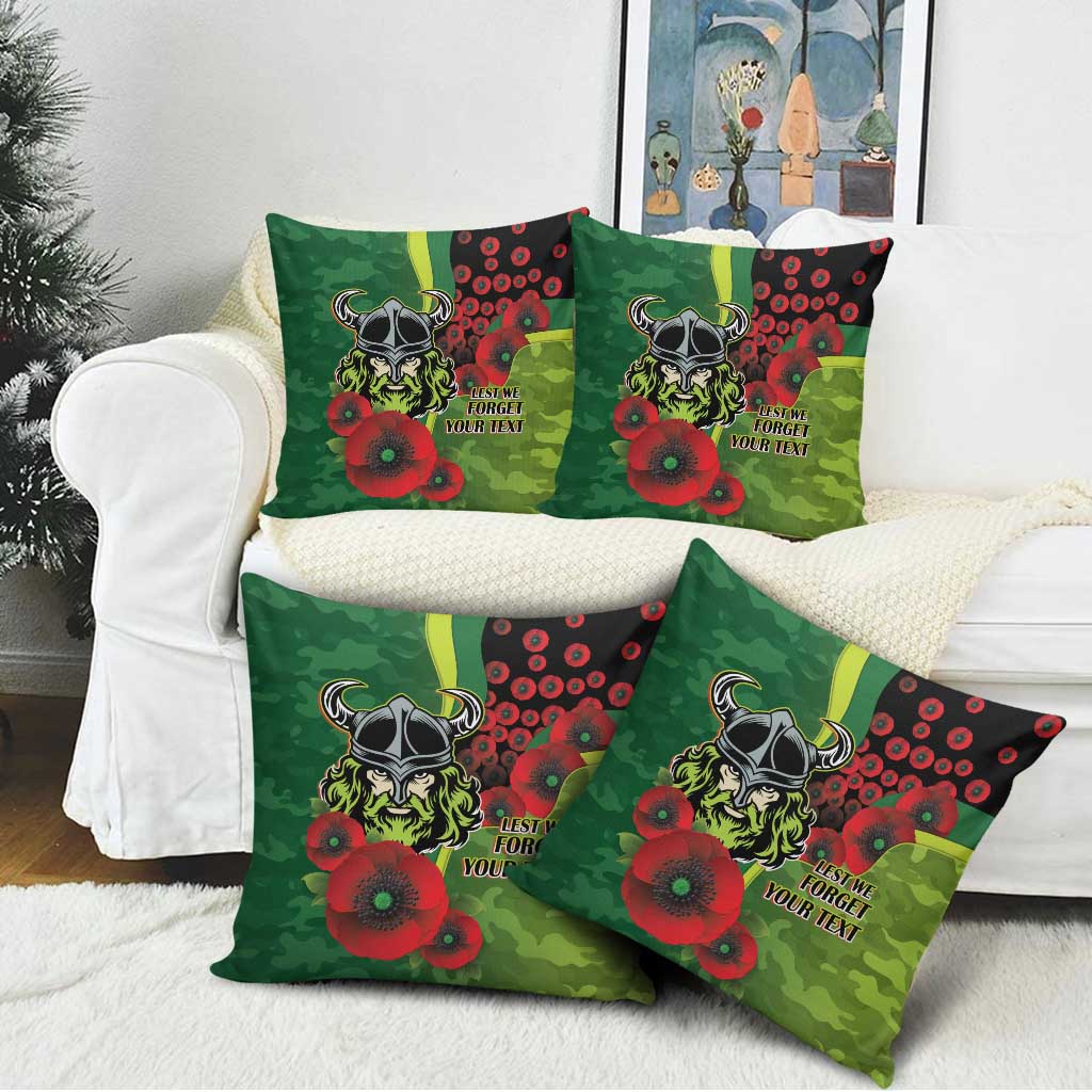 Canberra Raiders ANZAC Personalised Pillow Cover Lest We Forget Poppy Camo