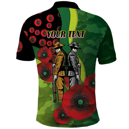 Canberra Raiders ANZAC Personalised Polo Shirt Lest We Forget Poppy Camo