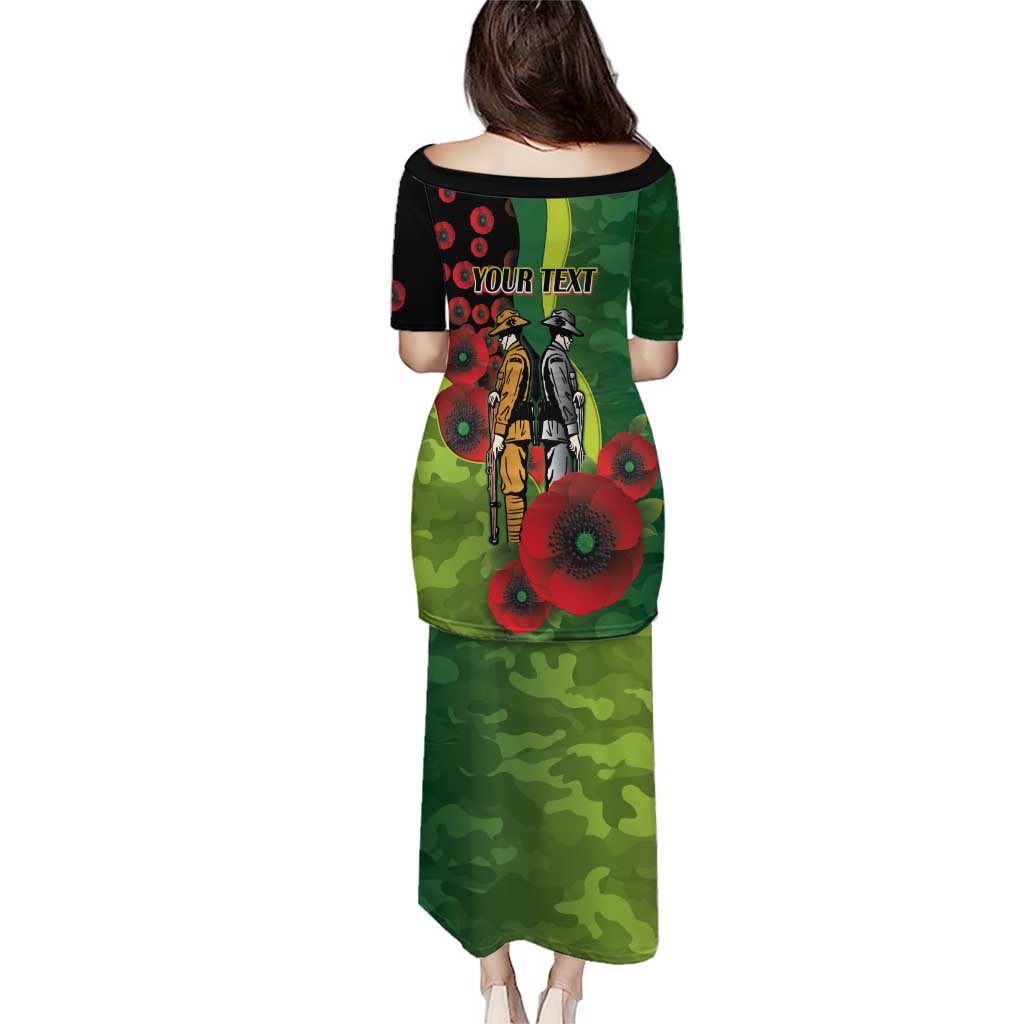 Canberra Raiders ANZAC Personalised Puletasi Lest We Forget Poppy Camo