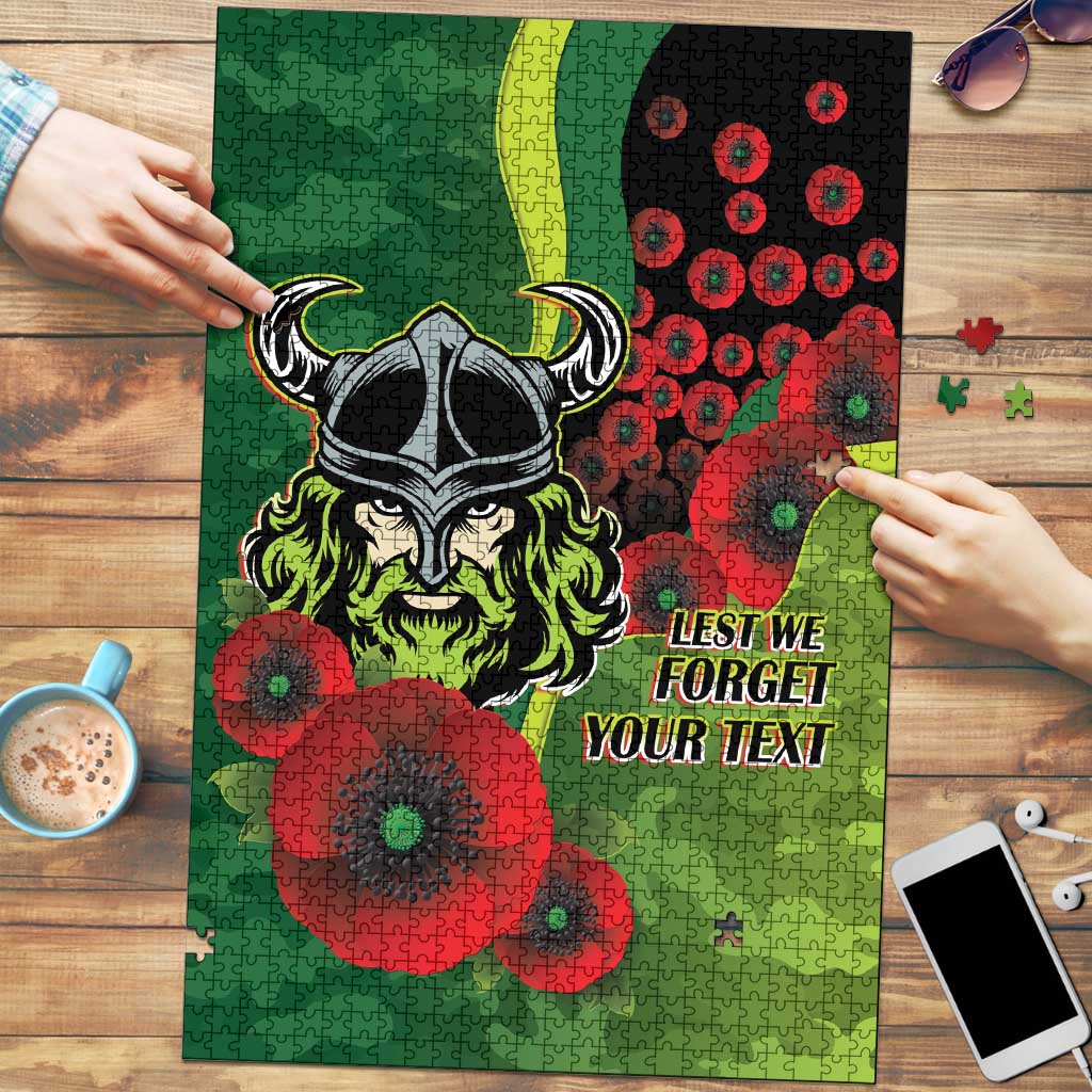 Canberra Raiders ANZAC Personalised Puzzle Lest We Forget Poppy Camo