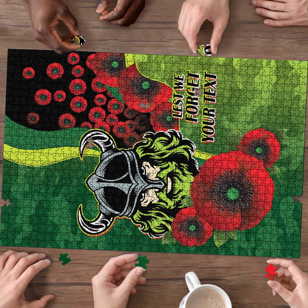 Canberra Raiders ANZAC Personalised Puzzle Lest We Forget Poppy Camo