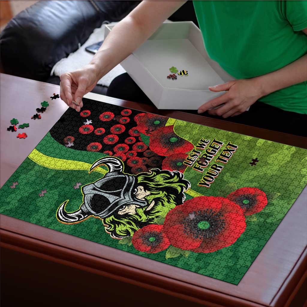 Canberra Raiders ANZAC Personalised Puzzle Lest We Forget Poppy Camo
