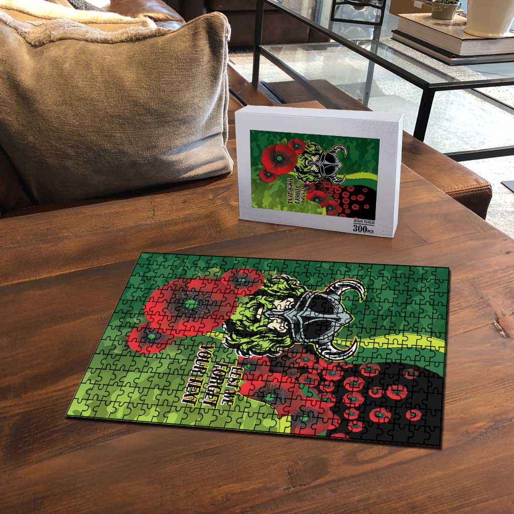 Canberra Raiders ANZAC Personalised Puzzle Lest We Forget Poppy Camo