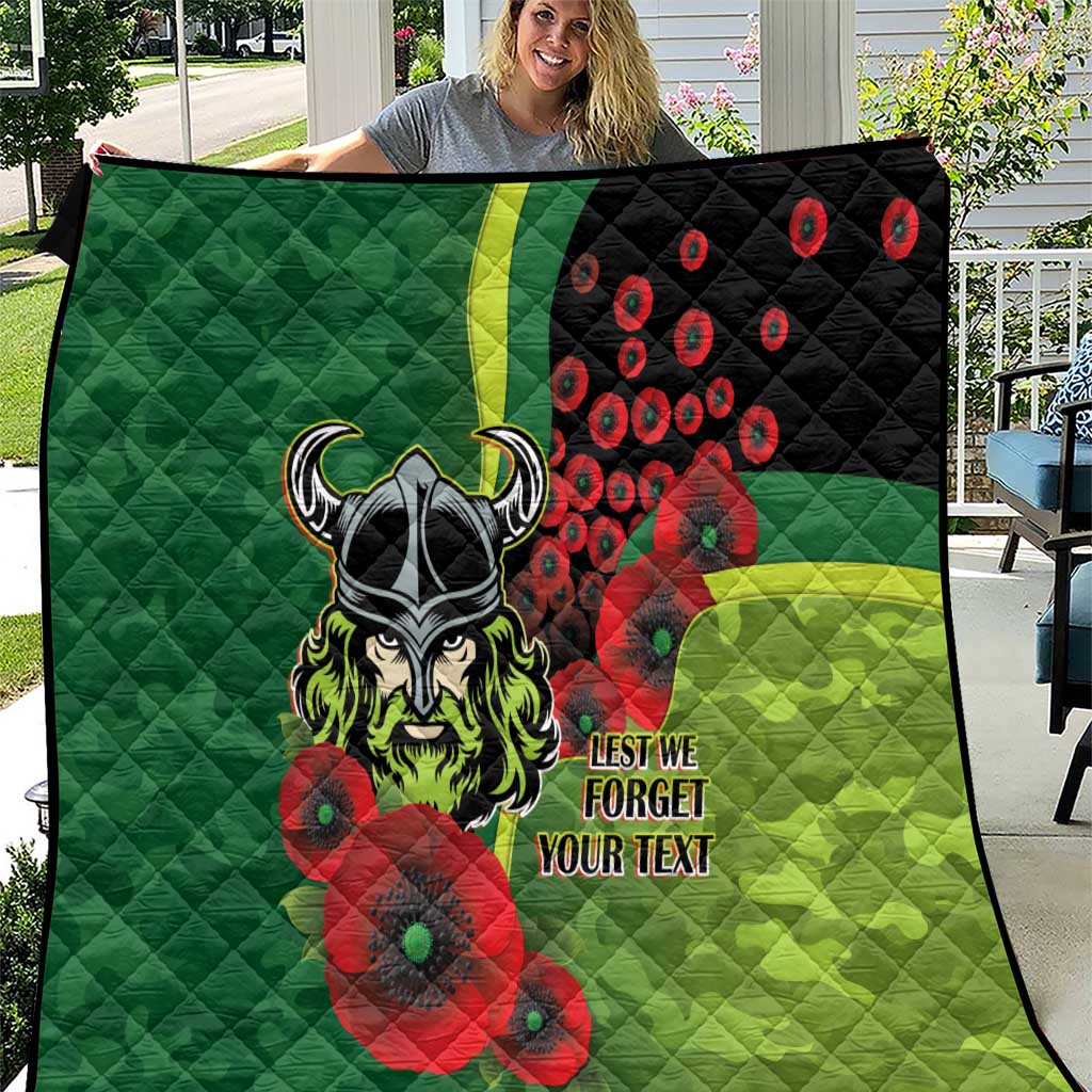 Canberra Raiders ANZAC Personalised Quilt Lest We Forget Poppy Camo