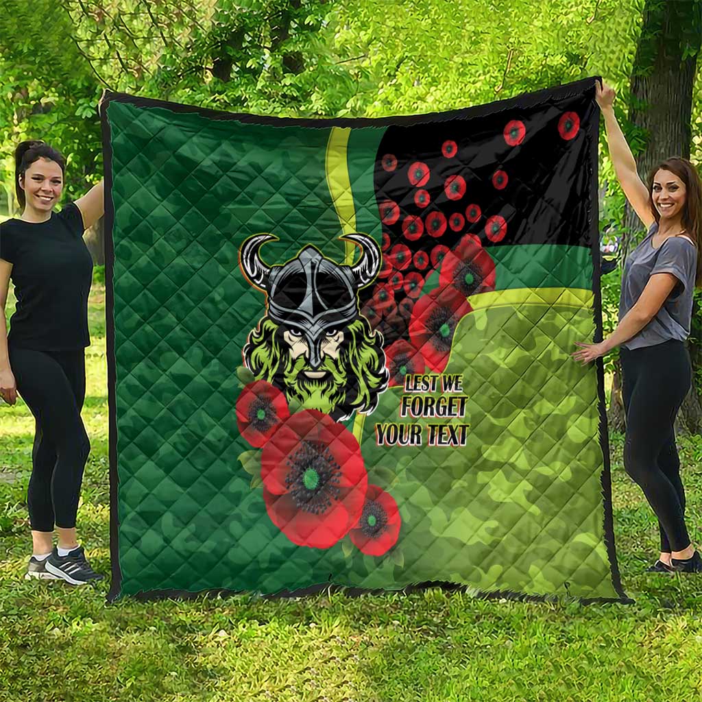 Canberra Raiders ANZAC Personalised Quilt Lest We Forget Poppy Camo