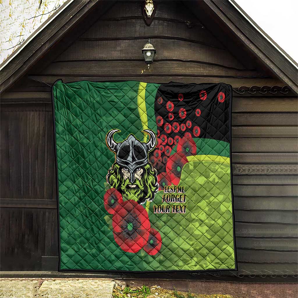 Canberra Raiders ANZAC Personalised Quilt Lest We Forget Poppy Camo