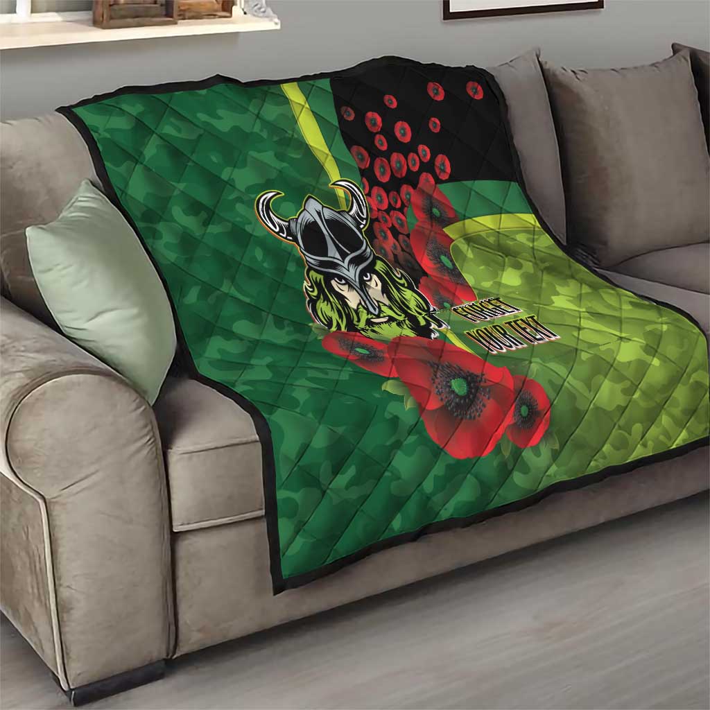 Canberra Raiders ANZAC Personalised Quilt Lest We Forget Poppy Camo