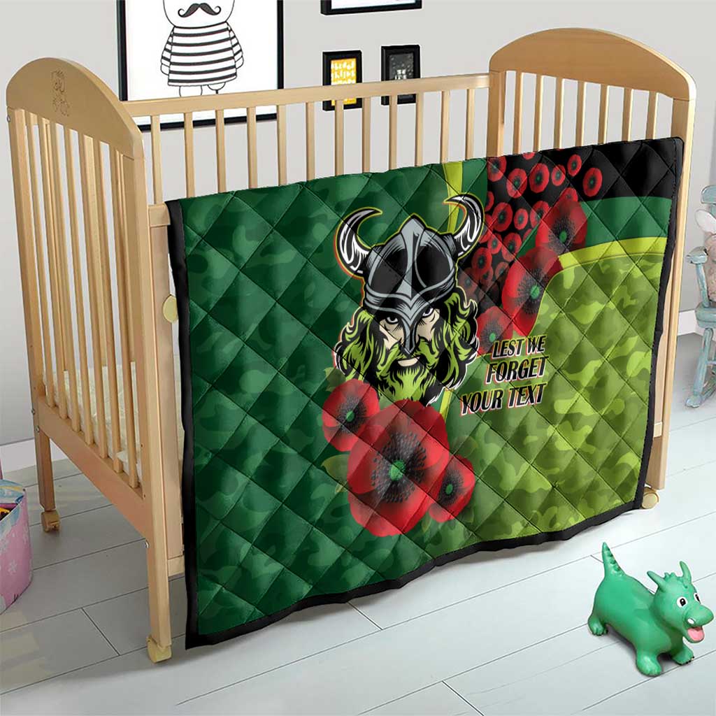 Canberra Raiders ANZAC Personalised Quilt Lest We Forget Poppy Camo