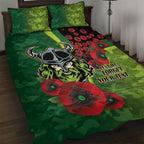 Canberra Raiders ANZAC Personalised Quilt Bed Set Lest We Forget Poppy Camo