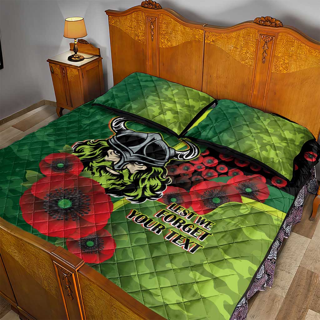 Canberra Raiders ANZAC Personalised Quilt Bed Set Lest We Forget Poppy Camo