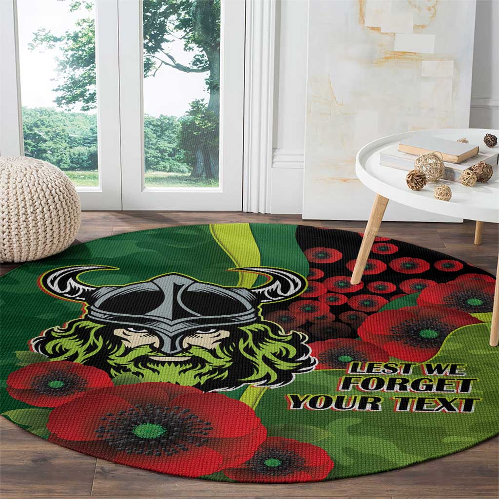 Canberra Raiders ANZAC Personalised Round Carpet Lest We Forget Poppy Camo