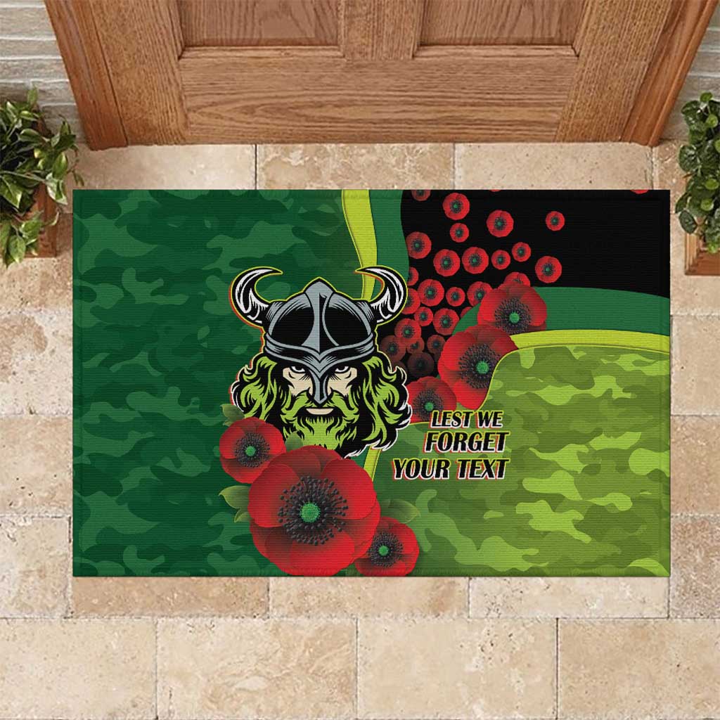 Canberra Raiders ANZAC Personalised Rubber Doormat Lest We Forget Poppy Camo