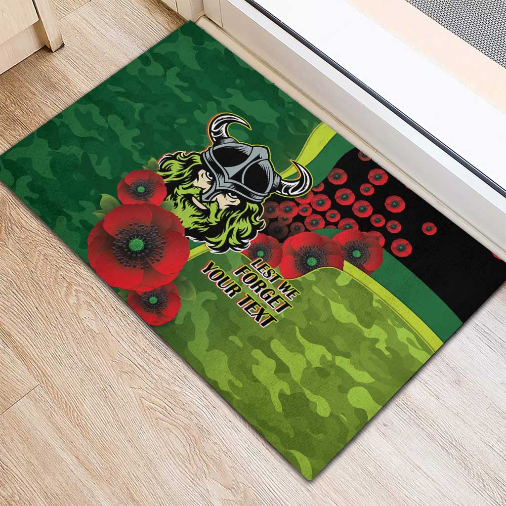 Canberra Raiders ANZAC Personalised Rubber Doormat Lest We Forget Poppy Camo