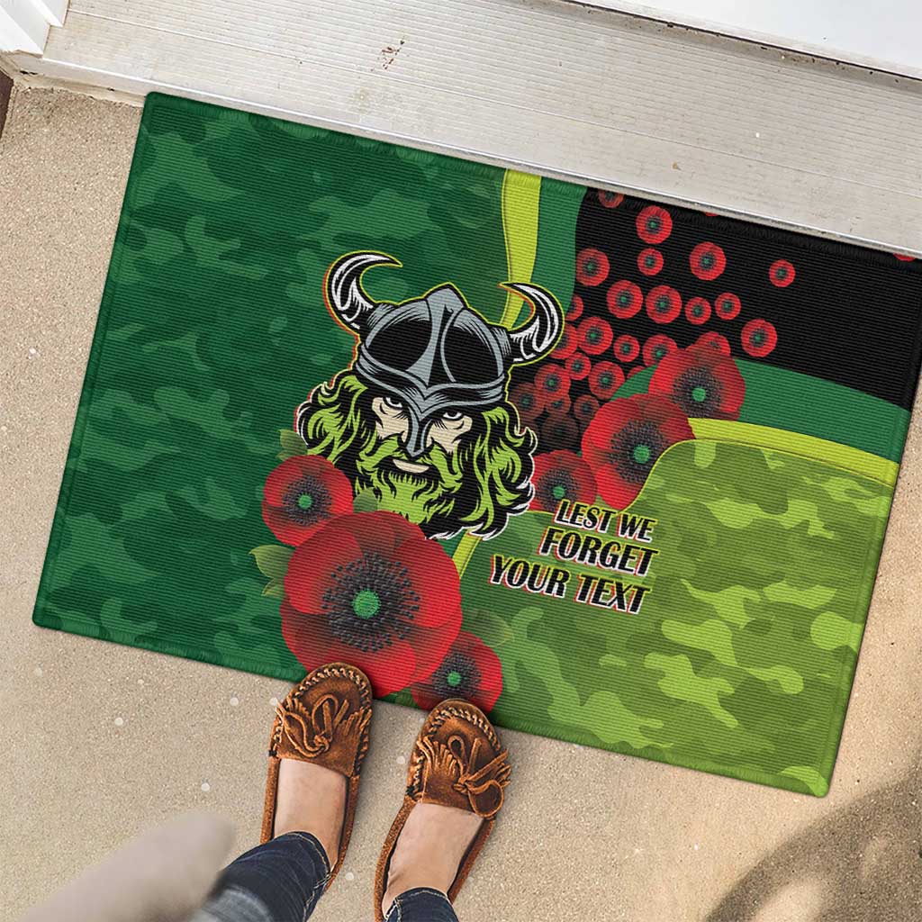 Canberra Raiders ANZAC Personalised Rubber Doormat Lest We Forget Poppy Camo