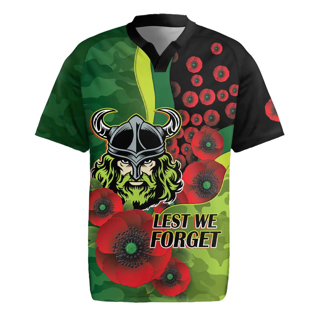 Canberra Raiders ANZAC Personalised Rugby Jersey Lest We Forget Poppy Camo