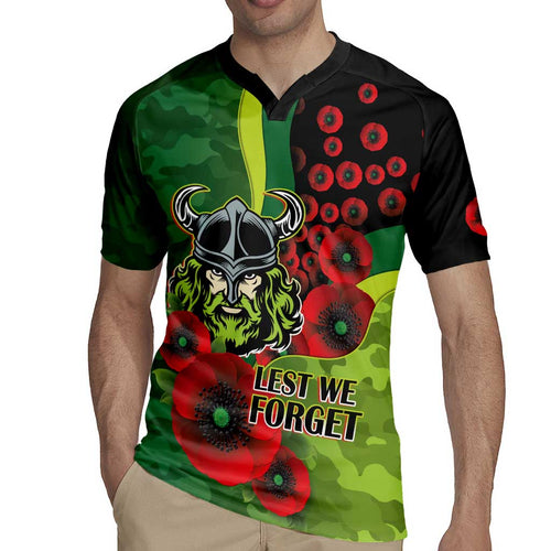Canberra Raiders ANZAC Personalised Rugby Jersey Lest We Forget Poppy Camo