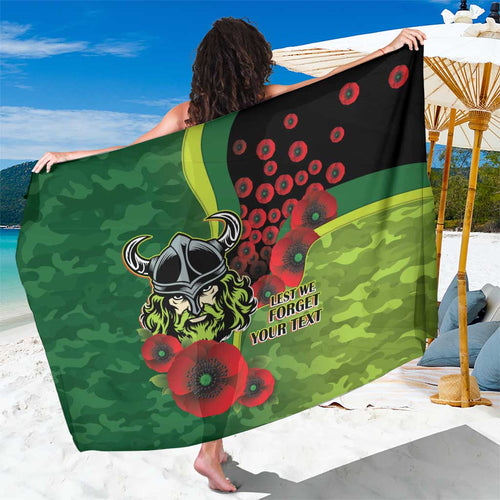 Canberra Raiders ANZAC Personalised Sarong Lest We Forget Poppy Camo