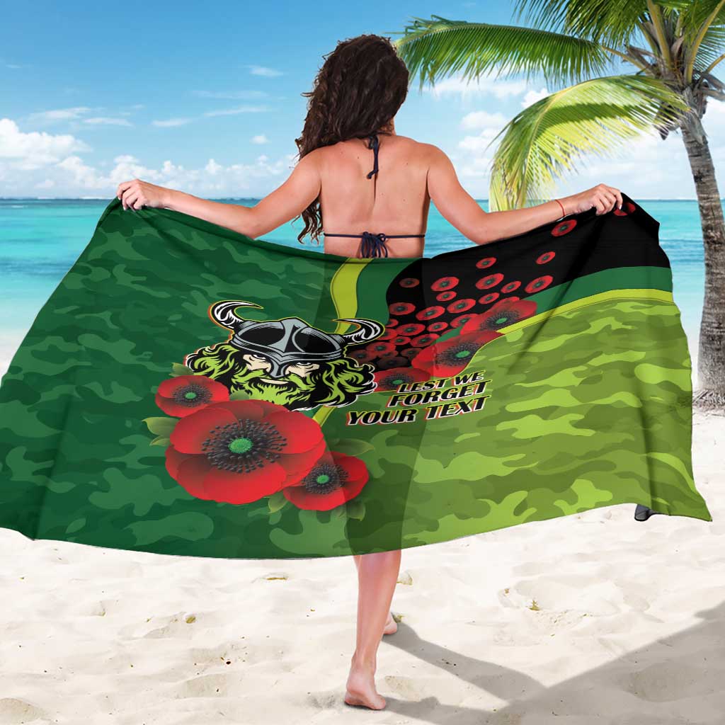 Canberra Raiders ANZAC Personalised Sarong Lest We Forget Poppy Camo