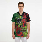Canberra Raiders ANZAC Personalised Scrub Top Lest We Forget Poppy Camo