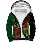 Canberra Raiders ANZAC Personalised Sherpa Hoodie Lest We Forget Poppy Camo