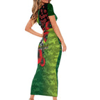 Canberra Raiders ANZAC Personalised Short Sleeve Bodycon Dress Lest We Forget Poppy Camo