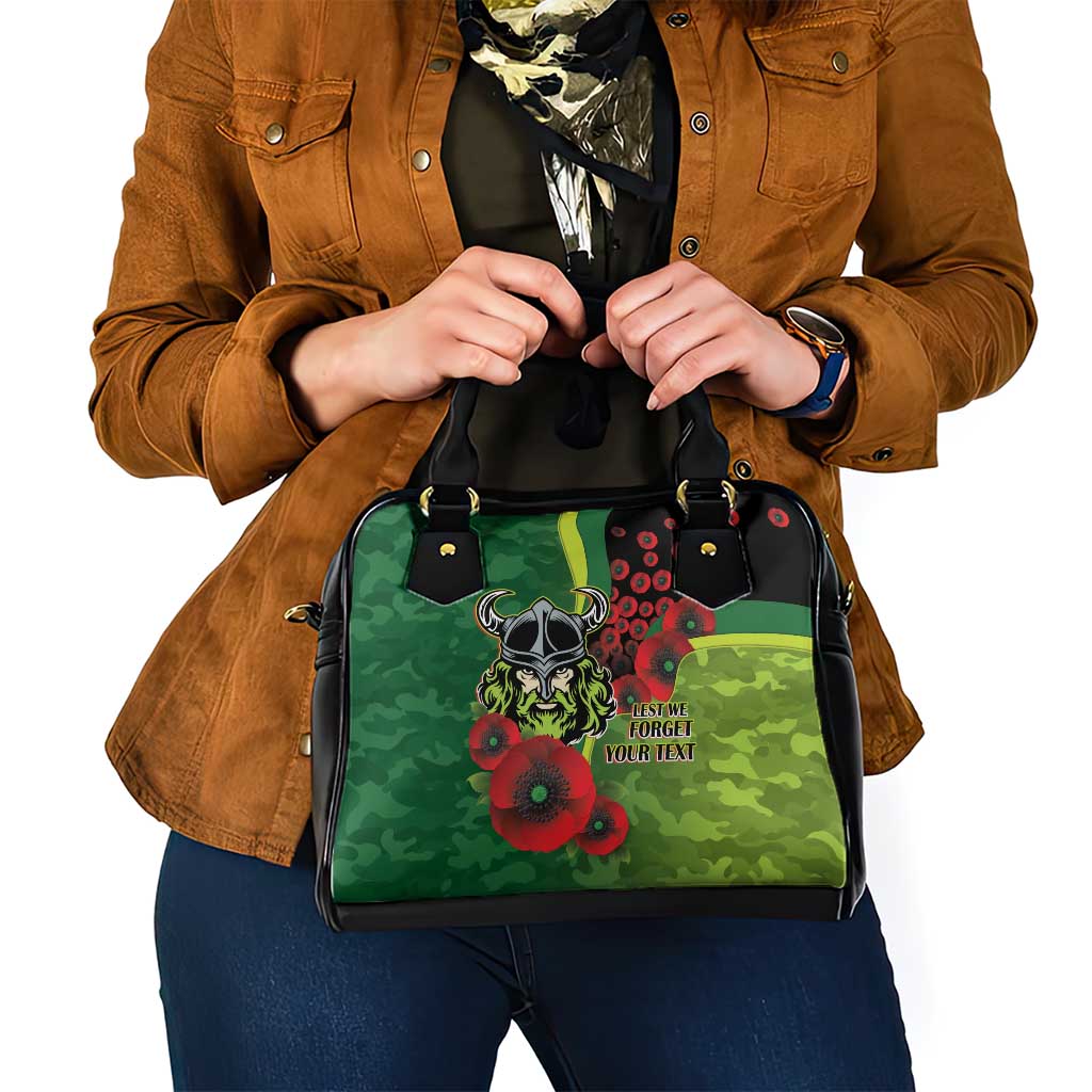 Canberra Raiders ANZAC Personalised Shoulder Handbag Lest We Forget Poppy Camo