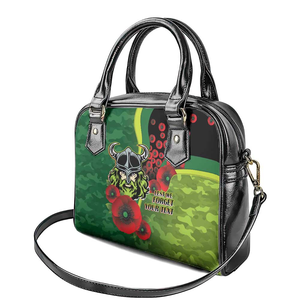 Canberra Raiders ANZAC Personalised Shoulder Handbag Lest We Forget Poppy Camo