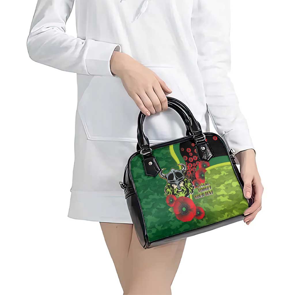 Canberra Raiders ANZAC Personalised Shoulder Handbag Lest We Forget Poppy Camo