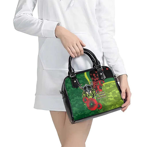 Canberra Raiders ANZAC Personalised Shoulder Handbag Lest We Forget Poppy Camo