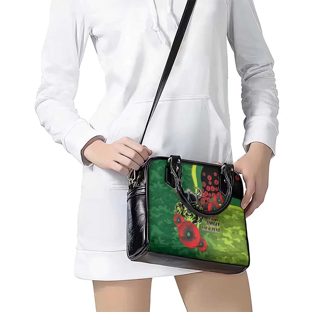 Canberra Raiders ANZAC Personalised Shoulder Handbag Lest We Forget Poppy Camo