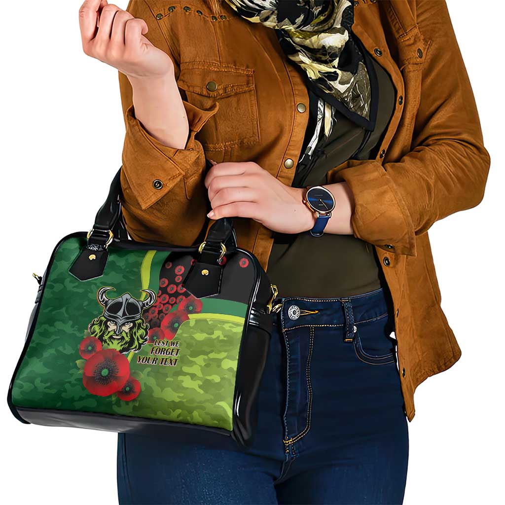 Canberra Raiders ANZAC Personalised Shoulder Handbag Lest We Forget Poppy Camo