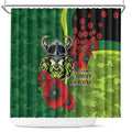 Canberra Raiders ANZAC Personalised Shower Curtain Lest We Forget Poppy Camo