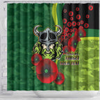 Canberra Raiders ANZAC Personalised Shower Curtain Lest We Forget Poppy Camo