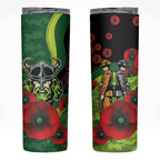Canberra Raiders ANZAC Personalised Skinny Tumbler Lest We Forget Poppy Camo