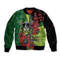 Canberra Raiders ANZAC Personalised Sleeve Zip Bomber Jacket Lest We Forget Poppy Camo
