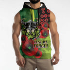 Canberra Raiders ANZAC Personalised Sleeveless Hoodie Lest We Forget Poppy Camo