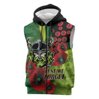 Canberra Raiders ANZAC Personalised Sleeveless Zip Hoodie Lest We Forget Poppy Camo