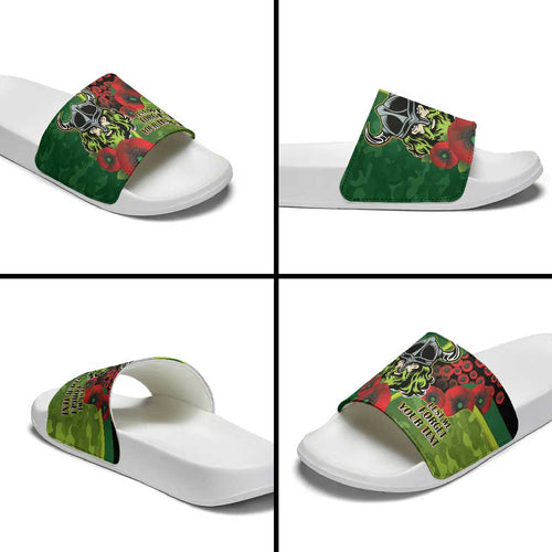 Canberra Raiders ANZAC Personalised Slide Sandals Lest We Forget Poppy Camo
