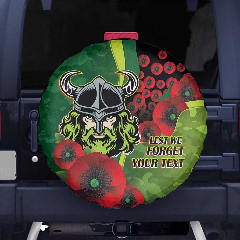 Canberra Raiders ANZAC Personalised Spare Tire Cover Lest We Forget Poppy Camo