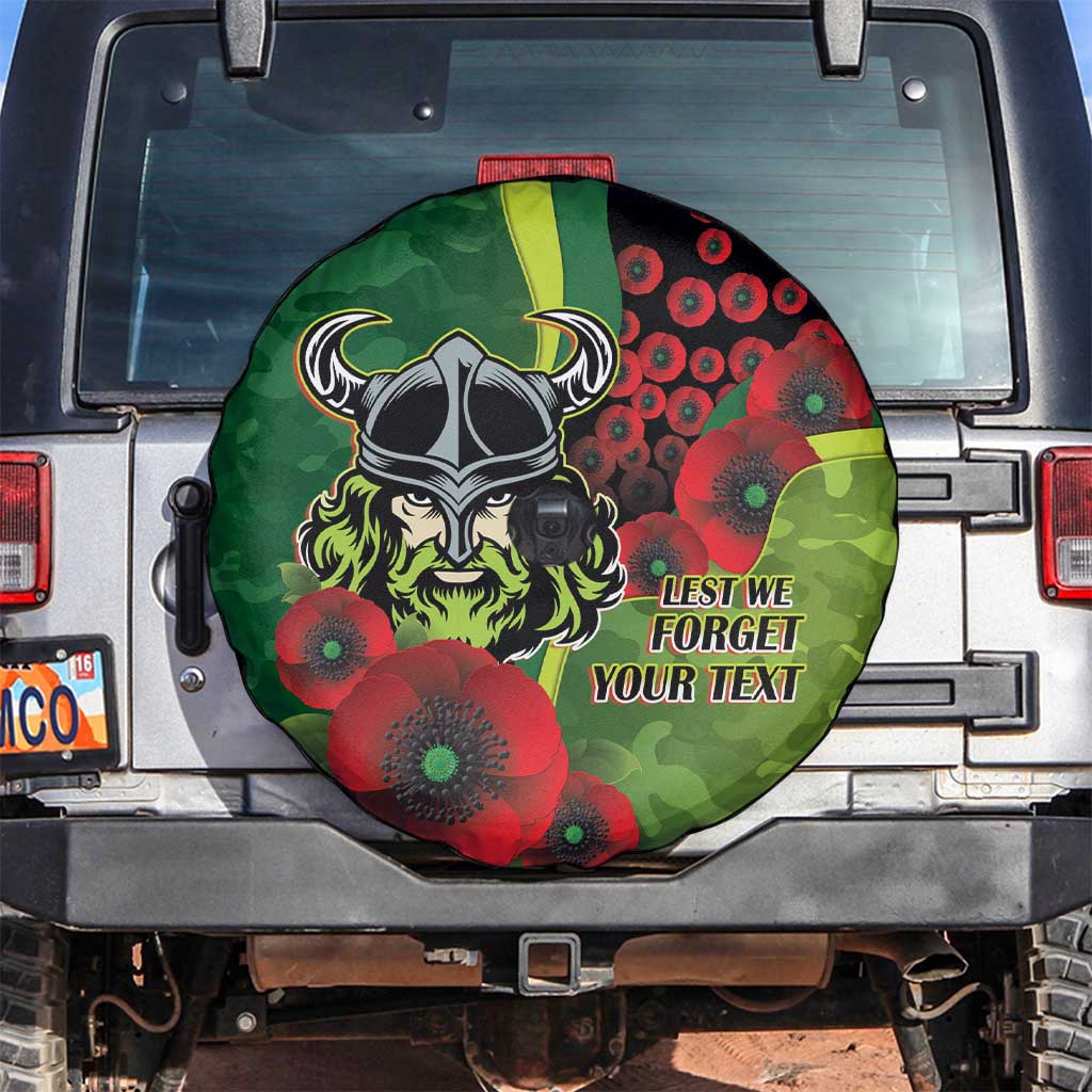Canberra Raiders ANZAC Personalised Spare Tire Cover Lest We Forget Poppy Camo