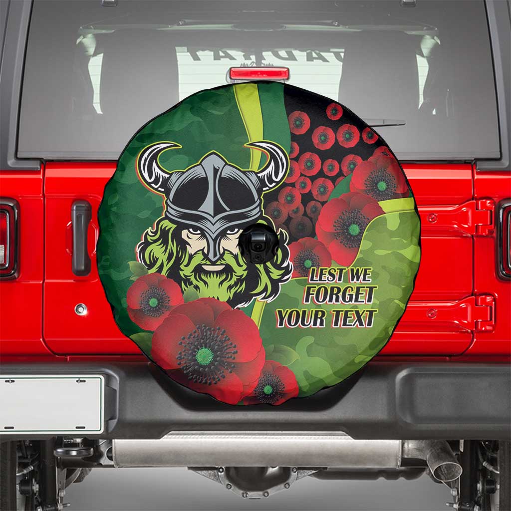 Canberra Raiders ANZAC Personalised Spare Tire Cover Lest We Forget Poppy Camo