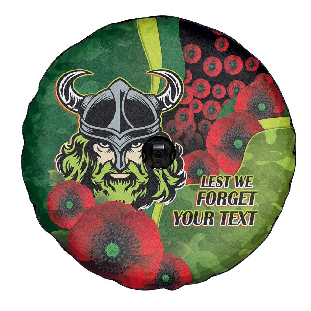 Canberra Raiders ANZAC Personalised Spare Tire Cover Lest We Forget Poppy Camo