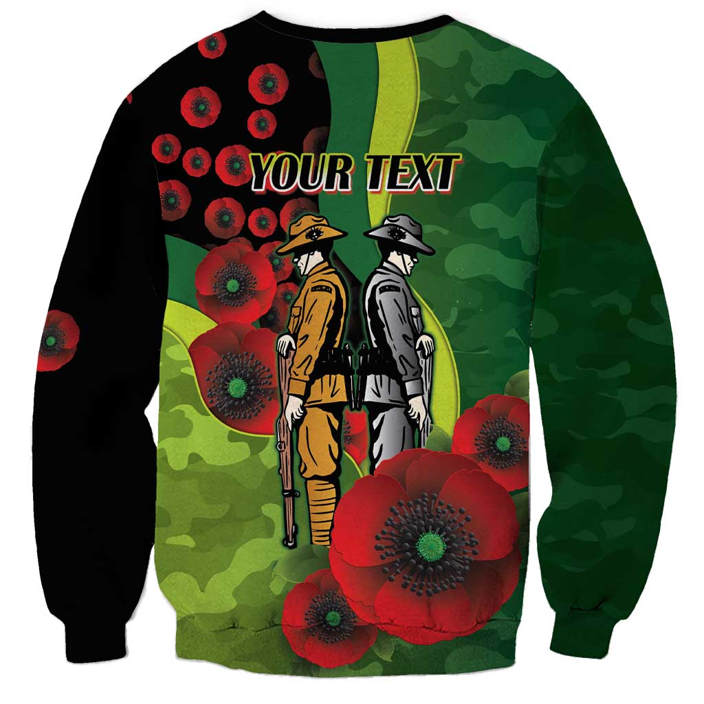 Canberra Raiders ANZAC Personalised Sweatshirt Lest We Forget Poppy Camo