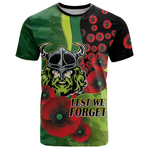 Canberra Raiders ANZAC Personalised T Shirt Lest We Forget Poppy Camo