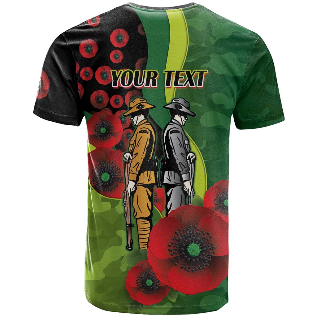 Canberra Raiders ANZAC Personalised T Shirt Lest We Forget Poppy Camo